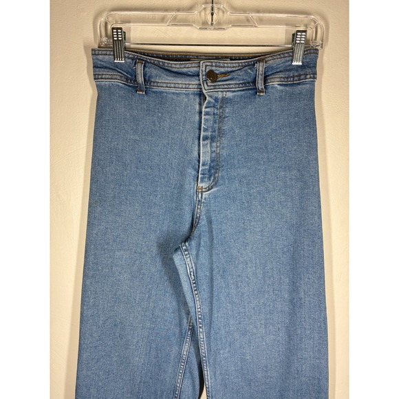 Zara High Rise Wide Leg Jeans Size 6 Baggy Loose Light Wash Raw Hem Boho Grunge - Picture 3 of 10